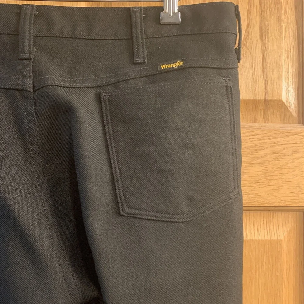 VINTAGE Wrangler Pants Mens 36X25 Black Bootcut Polyester Cowboy Western 38X30